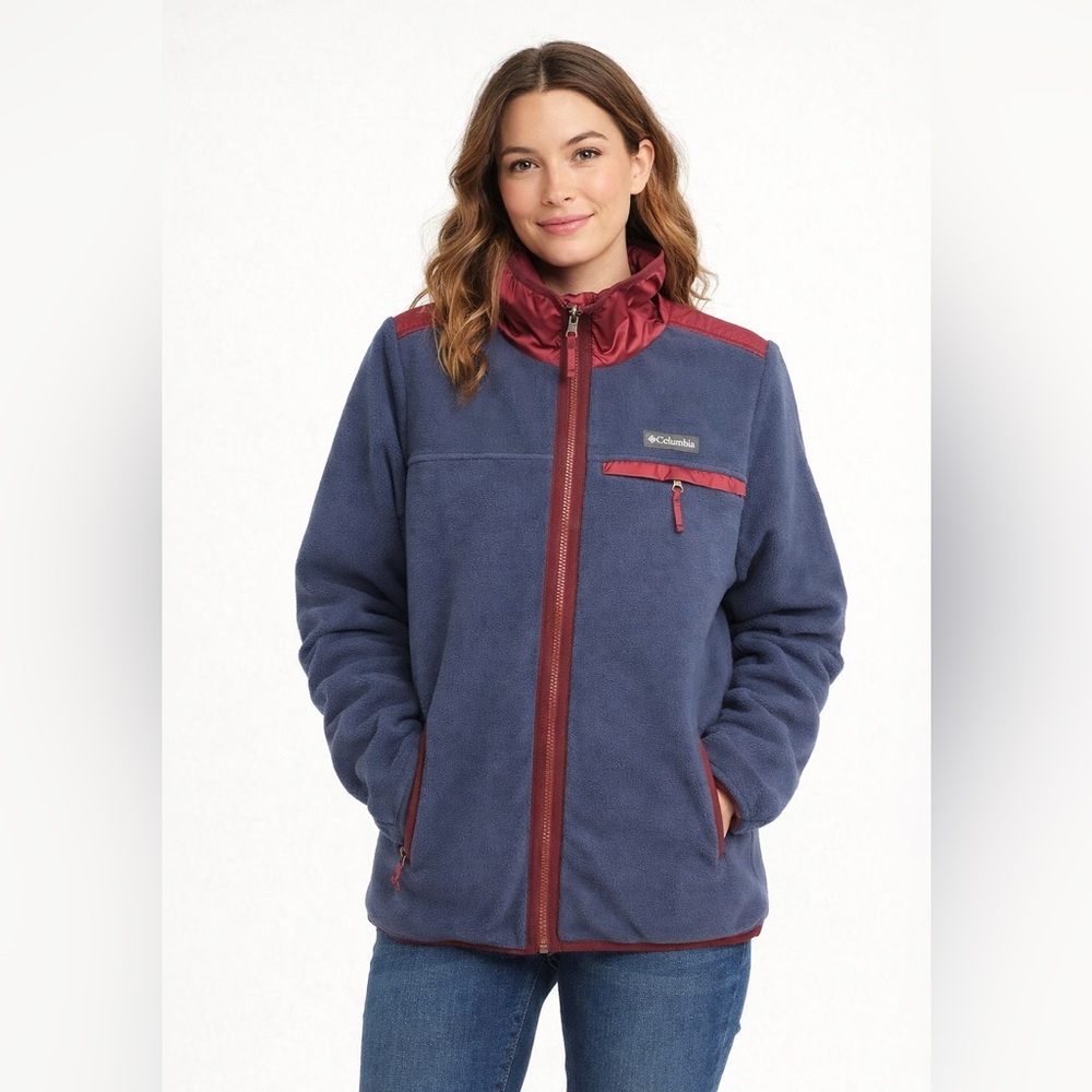Columbia Reversible Fleece-Lined Jacket Blue and Red Size S‎